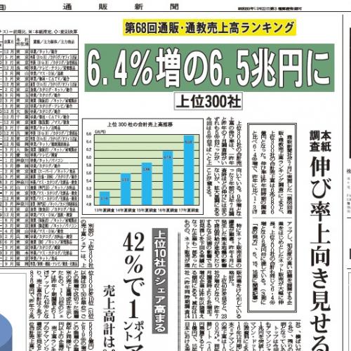 「第68回通販・通教売上高ランキング」(2017年7月調査・上位300社)