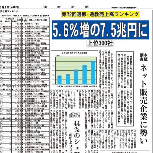 「第72回通販・通教売上高ランキング」(2019年7月調査・上位300社)